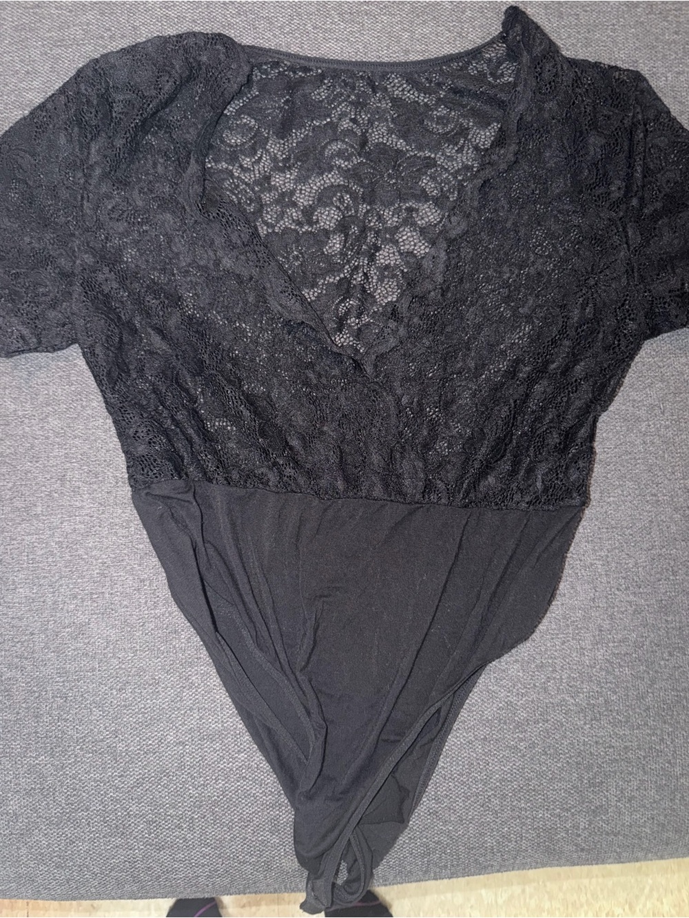 Amazon Black Lace V-Neck Women's Bodysuit